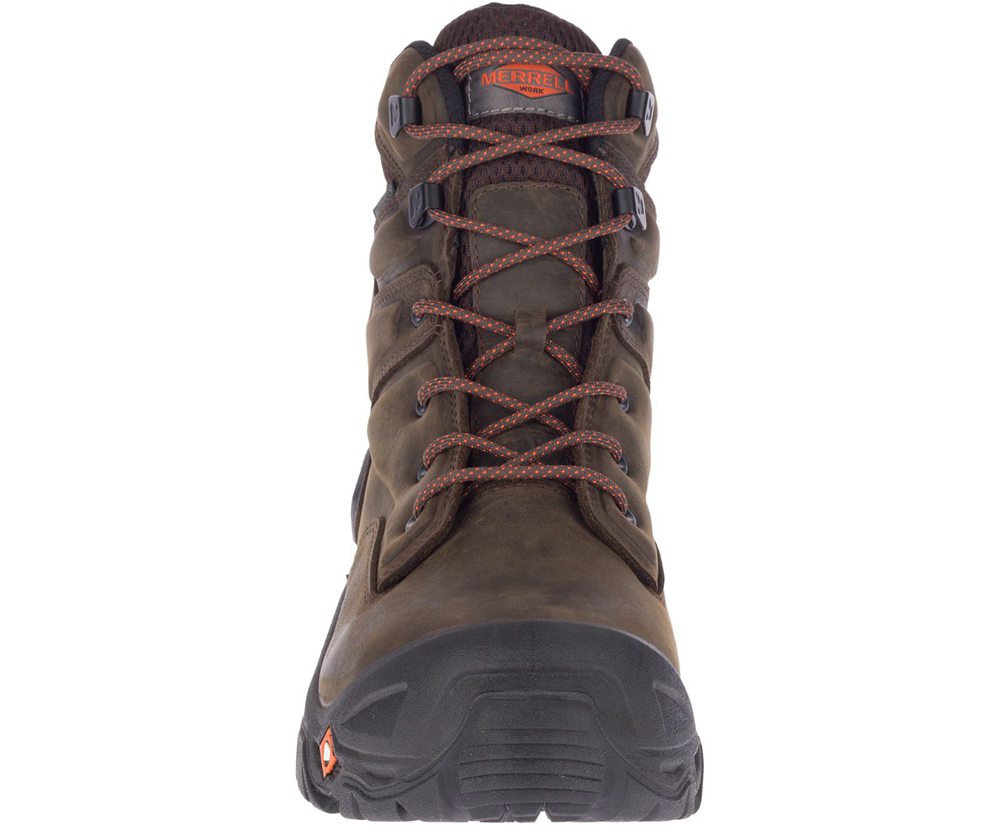 Kozaki Merrell Męskie Brązowe - Strongfield Skórzane X 7\" Waterproof Comp Toe - 613084-BPZ